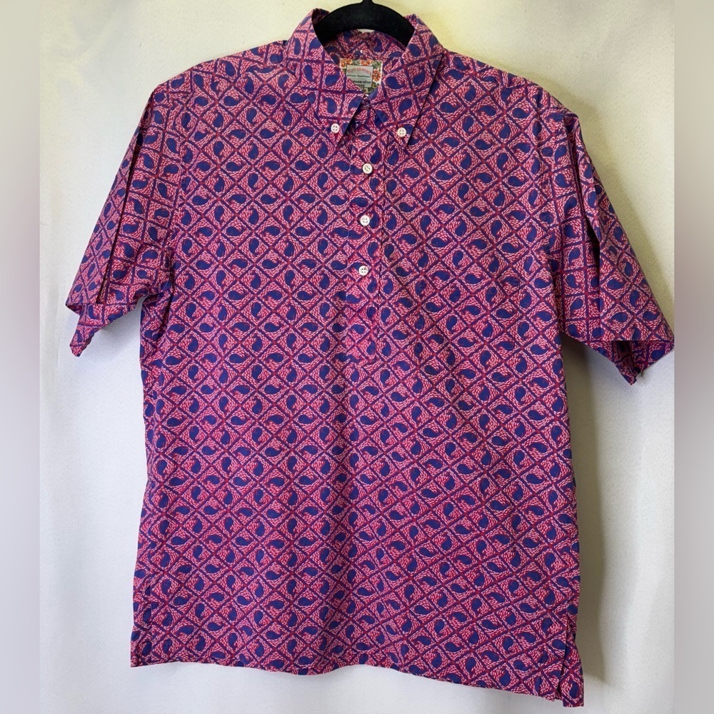 Reyn Spooner Rare Vintage Commemorative Classic Half Buttons Pullover Shirt